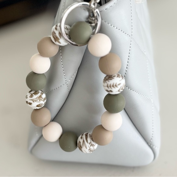 Accessories - Beaded Wristlet Keychain Bag Charm - Earth Tones